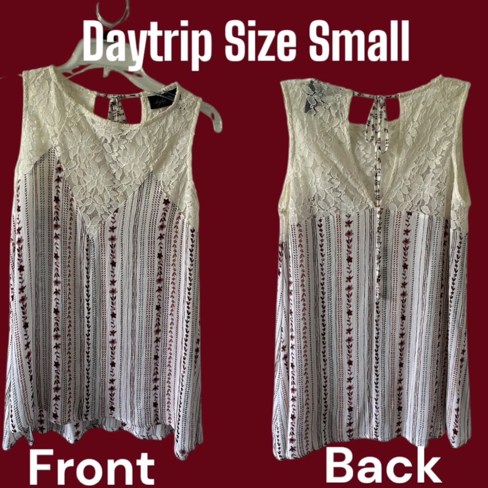 Daytrip Cream Sleeveless Blouse with Lace Details